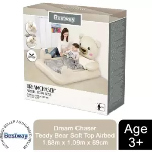 Image of Bestway Childrens DreamChaser Teddy Bear Soft Airbed, 74" x 43" x 35", 3+ Years