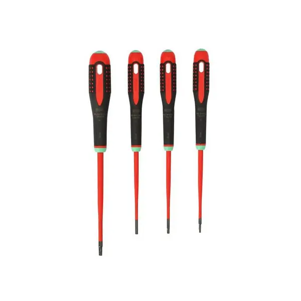 Image of Bahco 4 Piece BE-9880Sl Ergo Slim VDE Insulated Screwdriver Set BE-9880SL