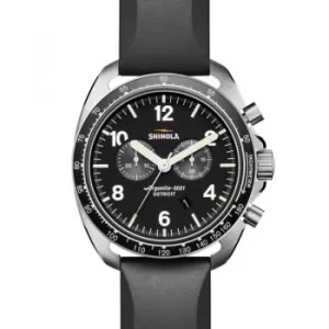 Image of Mens Shinola Rambler Tachymeter Chrono 44mm Black Leather Strap Watch