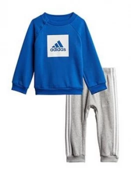 Image of Adidas Infant 3 Stripe Logo Jogger Set - Blue