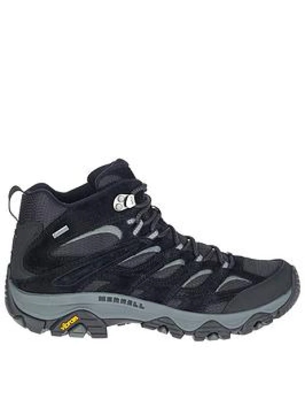 Image of Merrell Moab 3 Mid GTX Leather Textile Mens Ankle Boots - Black Grey - Size:UK 10