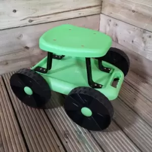 Image of Samuel Alexander Green and Black Rolling Mobile Garden Cart Seat with Wheels and Storage Tray