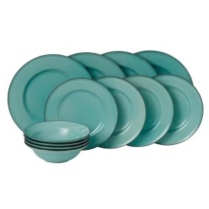 Image of Royal Doulton Gordon Ramsay Teal Blue 12 Piece Set Blue