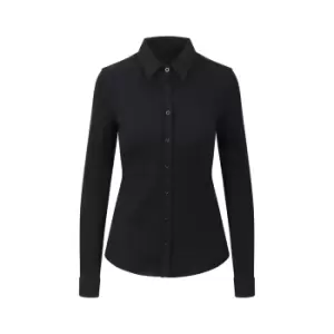 Image of AWDis So Denim Womens/Ladies Anna Knitted Long Sleeve Shirt (XL) (Black)