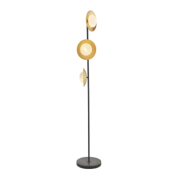 Image of Tivoli 3 Light Floor Lamp Gold & Dark Bronze Finish With Opal Glass