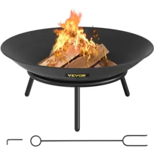 Image of Fire Pit Bowl, 22-Inch Deep Round Carbon Steel Fire Bowl, Wood Burning for Outdoor Patios, Backyards & Camping Uses, with a Drain Hole and a Firewood