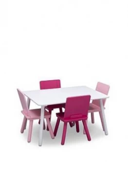 Image of Deluxe Table And 4 Chair Set- White/Pink
