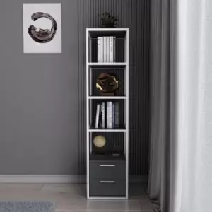Image of Decorotika - Robins 4-Tier Standard Bookcase, Bookshelf, Multifunctional Shelving Unit With Metal Frame, Two Drawers For Living Room, Bedroom,