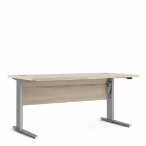 Image of Prima Desk 150 Cm In Oak Effect With Height Adjustable Legs With Electric Control In Silver Grey Steel