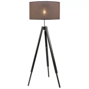Image of Sofia Floor Lamp With Shade With Fabric Shade, Wenge, 1x E27
