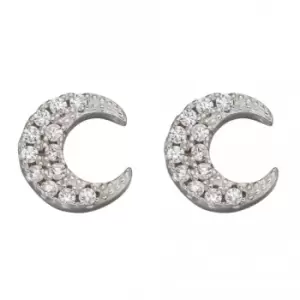 Image of Crescent Moon Stud Earrings with Zirconia E5986C