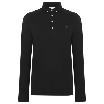 Image of Farah Ricky Long Sleeve Polo Shirt - Dp Black 006