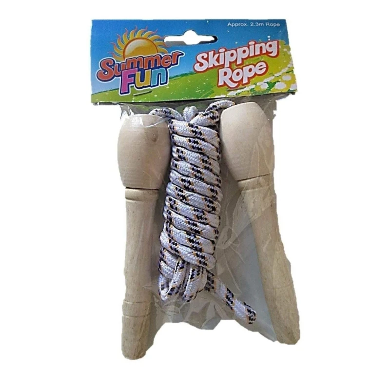 Image of Kandy Toys Summer Fun Wooden Skipping Rope For Children 2.3 Metres Multi