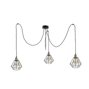 Image of Foskal Cluster Pendant Ceiling Light Gold, 3x E27