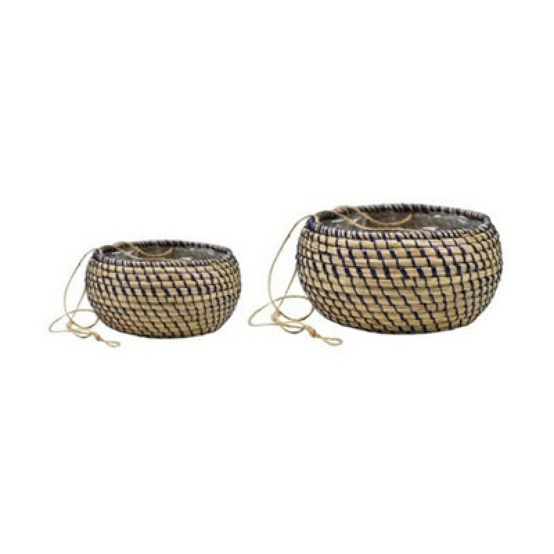 Image of Ivyline Hanging Seagrass Planter (Set Of 2) - Navy