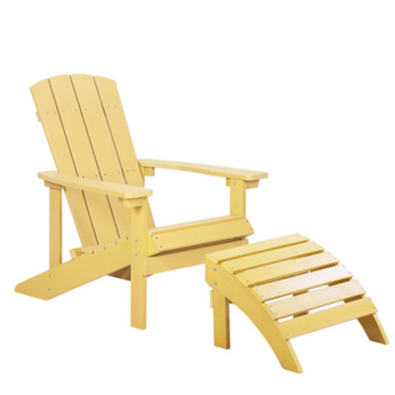Image of Beliani Garden Chair Adirondack With Footstool Yellow