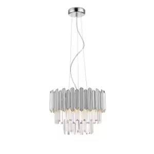 Image of Gladius Crystal Pendant Ceiling Light, Chrome, Clear, 5x E14
