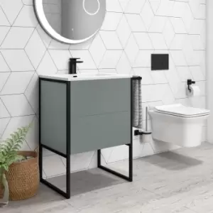 Image of 700mm Grey Freestanding Vanity Unit with Basin - Nero