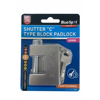 Image of 77035 60mm Shutter 'C' Type Block Padlock - Bluespot