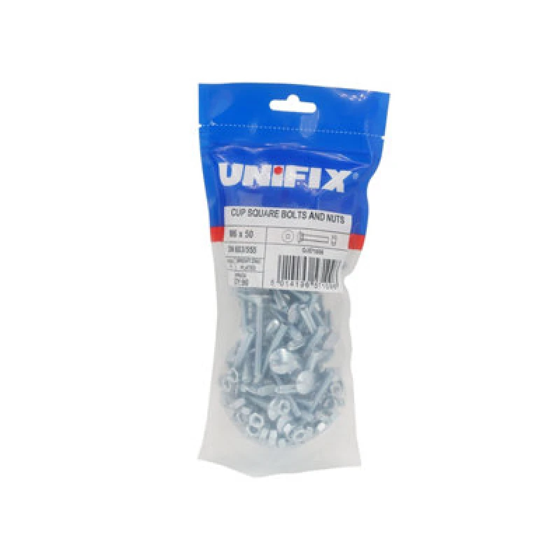 Image of Unifix Grade 4.8 Cup Square Hex Bolts & Nuts M10 X 100 - Pou Csxd10 100 081 -