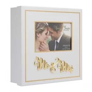Image of Always & Forever White and Gold Keepsake Box Mr & Mrs