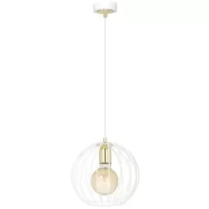 Image of Emibig Albio White Wire Frame Pendant Ceiling Light 1x E27