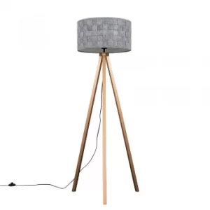 Image of Barbro Copper Tripod Floor Lamp With XL Grey Felt Shade