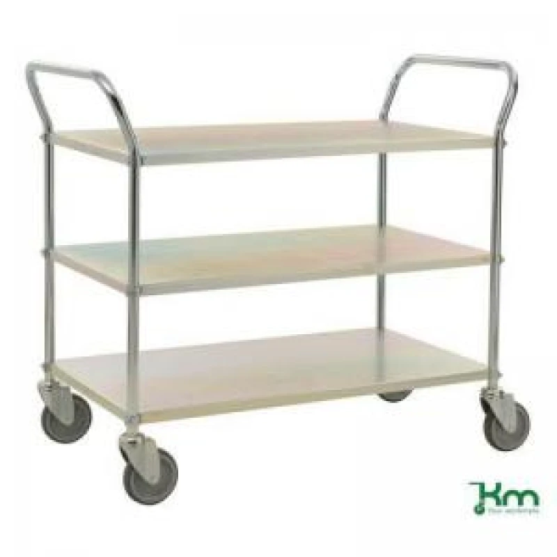 Image of Konga Three Tier Trolley, Braked - Zinc Plated