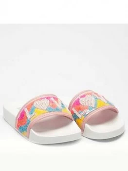 Image of Lelli Kelly Girls Sequin Love Slider - White Multi, White Multi, Size 2 Older