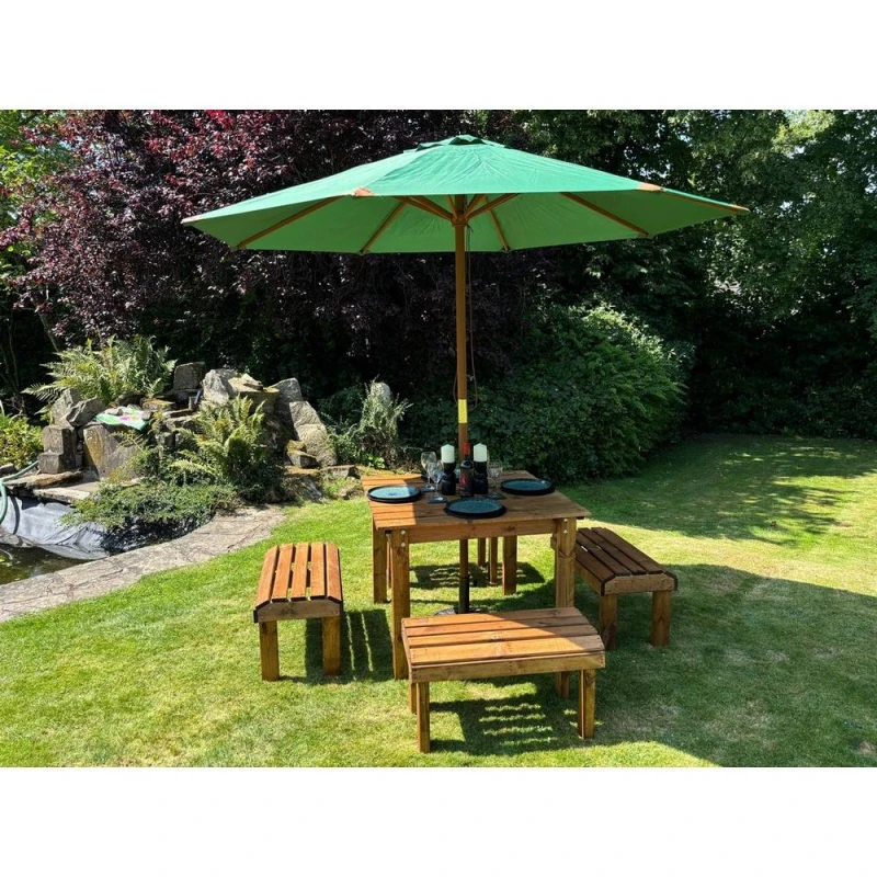 Image of Charles Taylor Four Seater Garden Furniture Table Set - L160xW170xH80cm - Green in Light Brown Light Brown Unisex