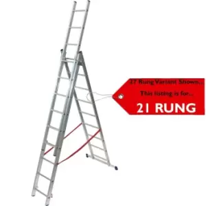 Image of 21 Rung Lightweight Combination Ladder Triple Extension / Step & Staircase Stair