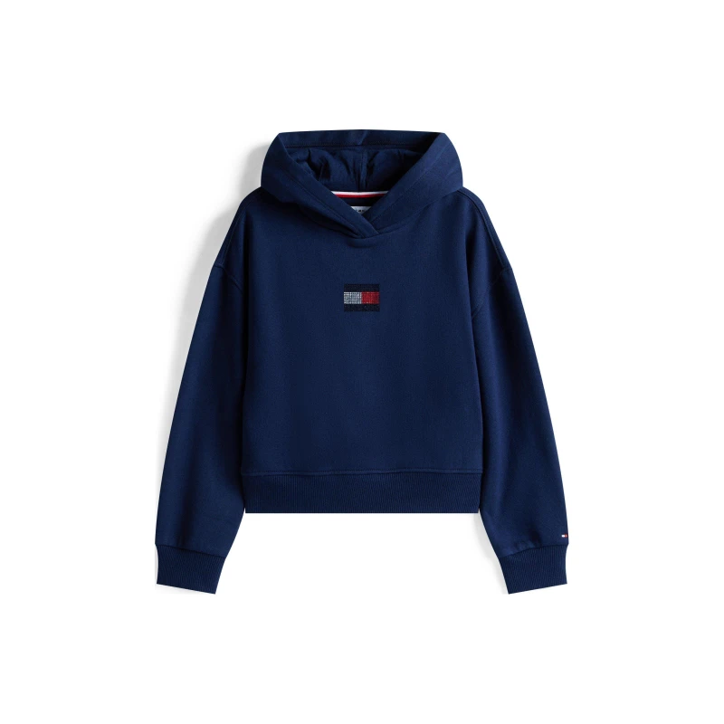 Image of Tommy Hilfiger Kids Diamante Pull Over Hoodie Night Navy C1G female 10Y