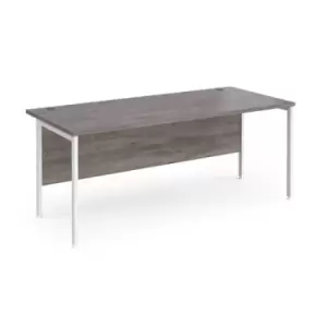 Image of Maestro 25 straight desk 1800mm x 800mm - white H-frame leg and grey oak top