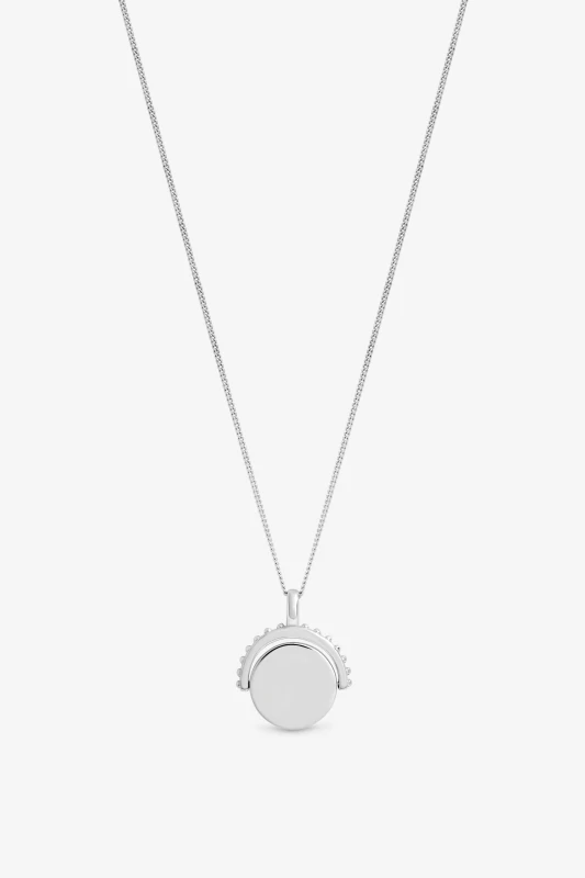 Image of Jon Richard Womens Sterling Silver 925 Polished Beaded Edge Spinner Pendant Silver Female One Size