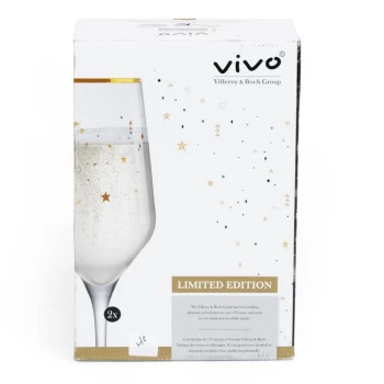 Image of Villeroy and Boch VIVO by Villeroy and Boch 2 Pack of Champagne Glasses - Gold Rim