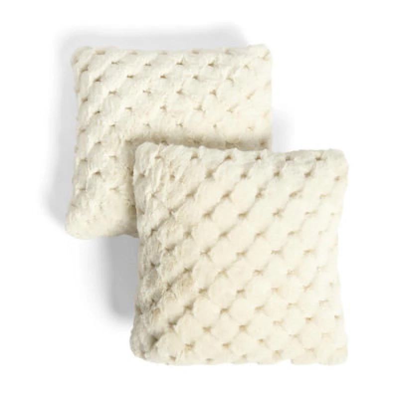 Image of OHS OHS 2 Pack Soft Jumbo Waffle Fur Decorative Square Cushion Covers in White Size: 45cm x 45cm White 45cm x 45cm Unisex 5027434226467