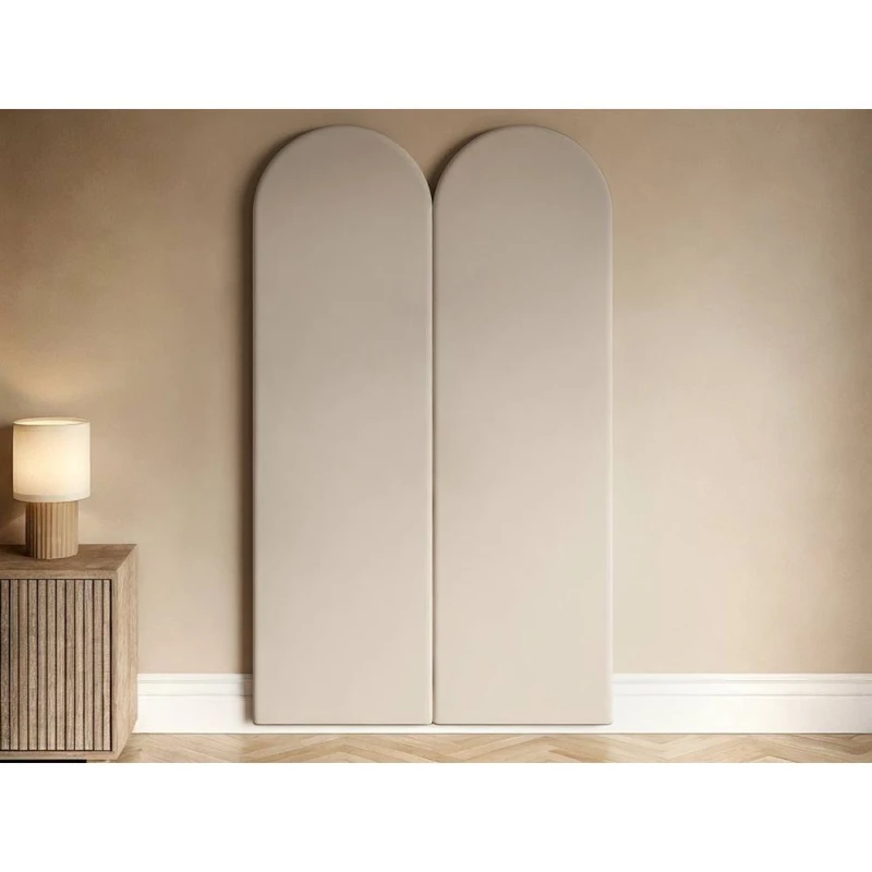 Image of Solace+Co Cirrus Headboard Wall Panels Single Velvet in Beige Beige Unisex
