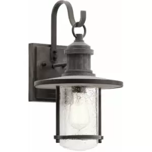 Image of Loops - Outdoor IP44 1 Bulb Wall Light Lantern Weathered Zinc LED E27 100W d01773
