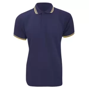 Image of Kustom Kit Mens Tipped PiquA Short Sleeve Polo Shirt (XL) (Navy/Sun Yellow)