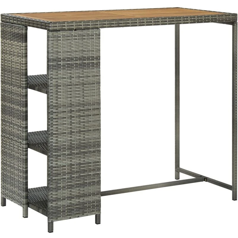 Image of VIDAXL Vidaxl - Bar Table with Storage Rack Grey 120x60x110cm Poly Rattan 8720286146828