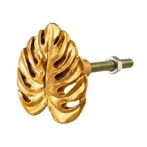 Image of Sass & Belle Gold Cheese Plant Leaf Drawer Knob