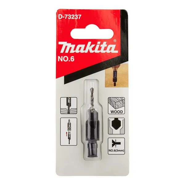 Image of Makita Replacement 4 Way Countersink and Drill Bit D-73237 Size: Size 6