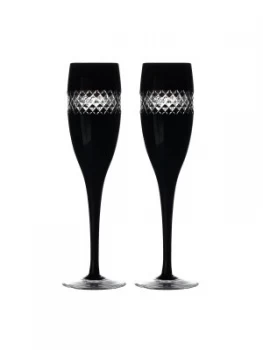 Image of Waterford John Rocha Black Cut Champagne Flute Set of 2 Black