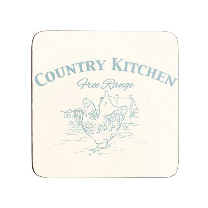 Image of Premier Housewares Set Of Four Country Kitchen Coasters Cork White