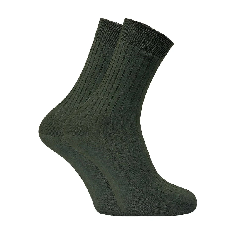 Image of Dr Hunter Dr Hunter Men 2 Pack 100% Cotton Hiking Boot Socks in Green Size: 9-11 Green 9-11 Male 8595592610031