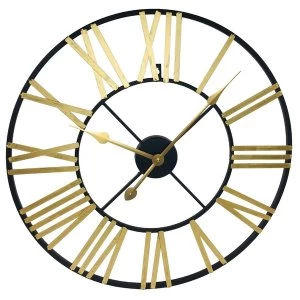 Image of Gold & Black Roman Numeral Clock 60cm
