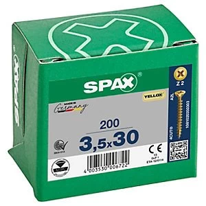 Image of Spax Pz Countersunk Yellox Screws - 3.5x30mm Pack Of 200