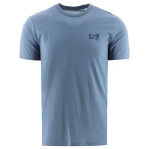 Image of EA7 China Blue Metallic Logo T-Shirt