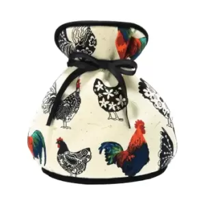 Image of Ulster Weavers Rooster Muff Tea Cosy Off White, Blue and Red