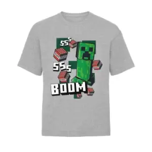 Image of Minecraft Boys Boom T-Shirt (9-10 Years) (Heather Grey)